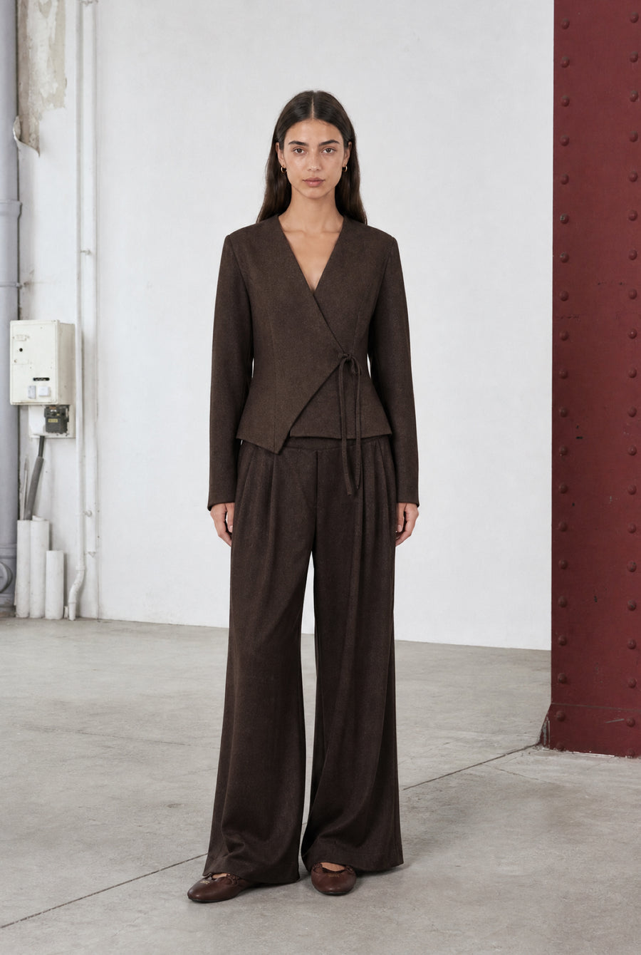 Lean wide-leg broek