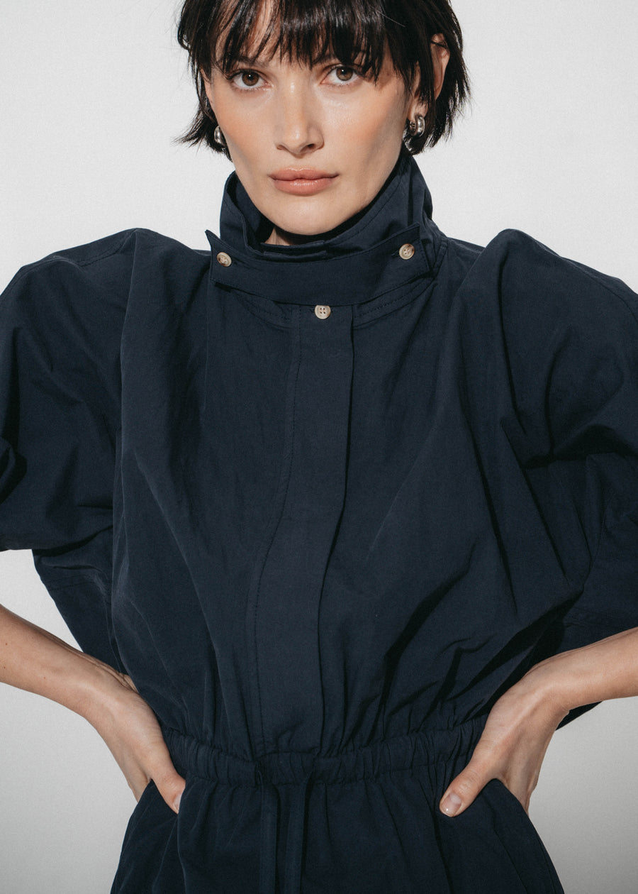 Alba poplin midi dress | Dark Blue