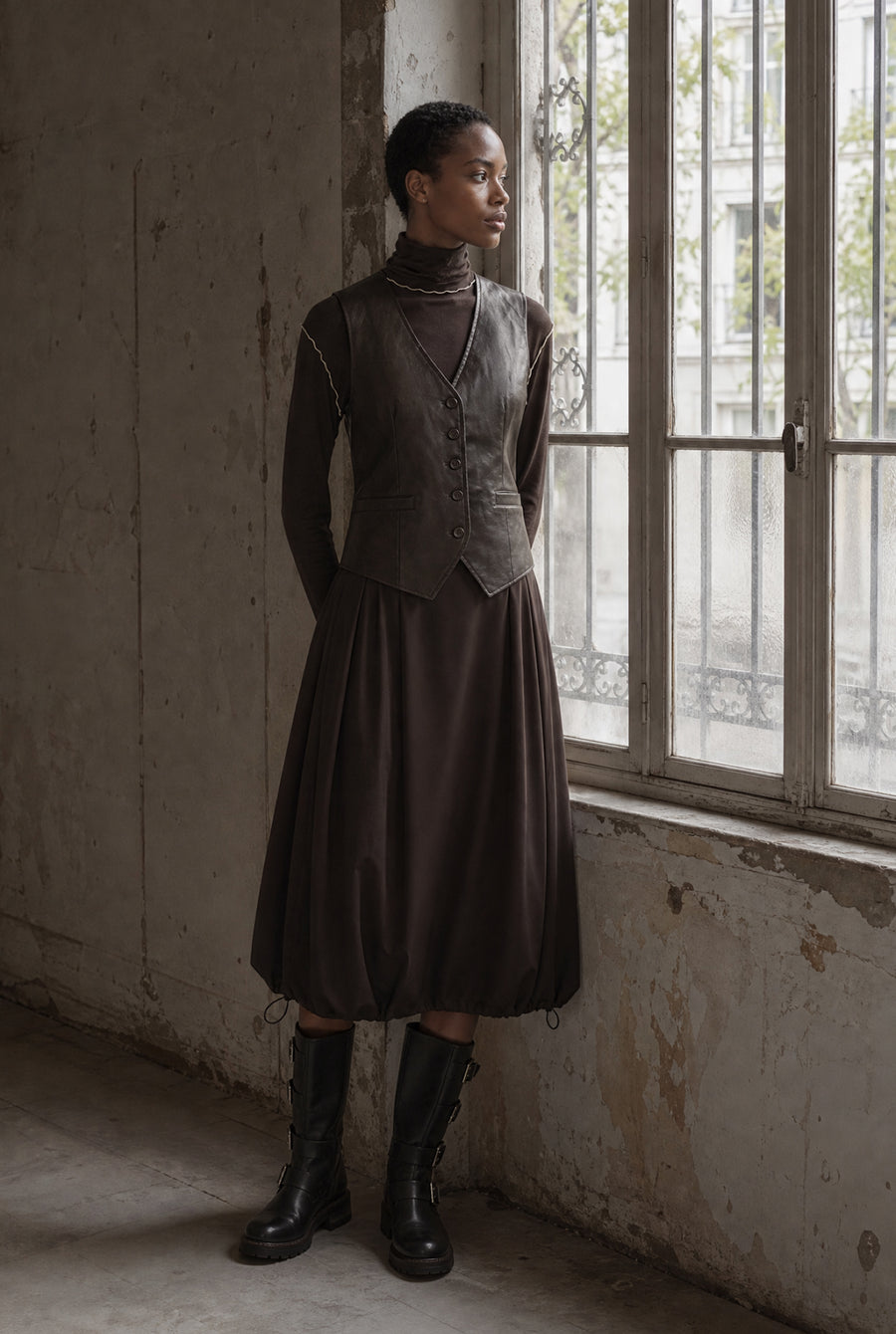 Albina skirt technical jersey | Chocolate