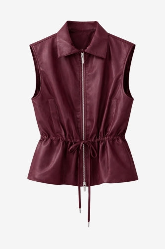 Alora eco leather vest | Bordo