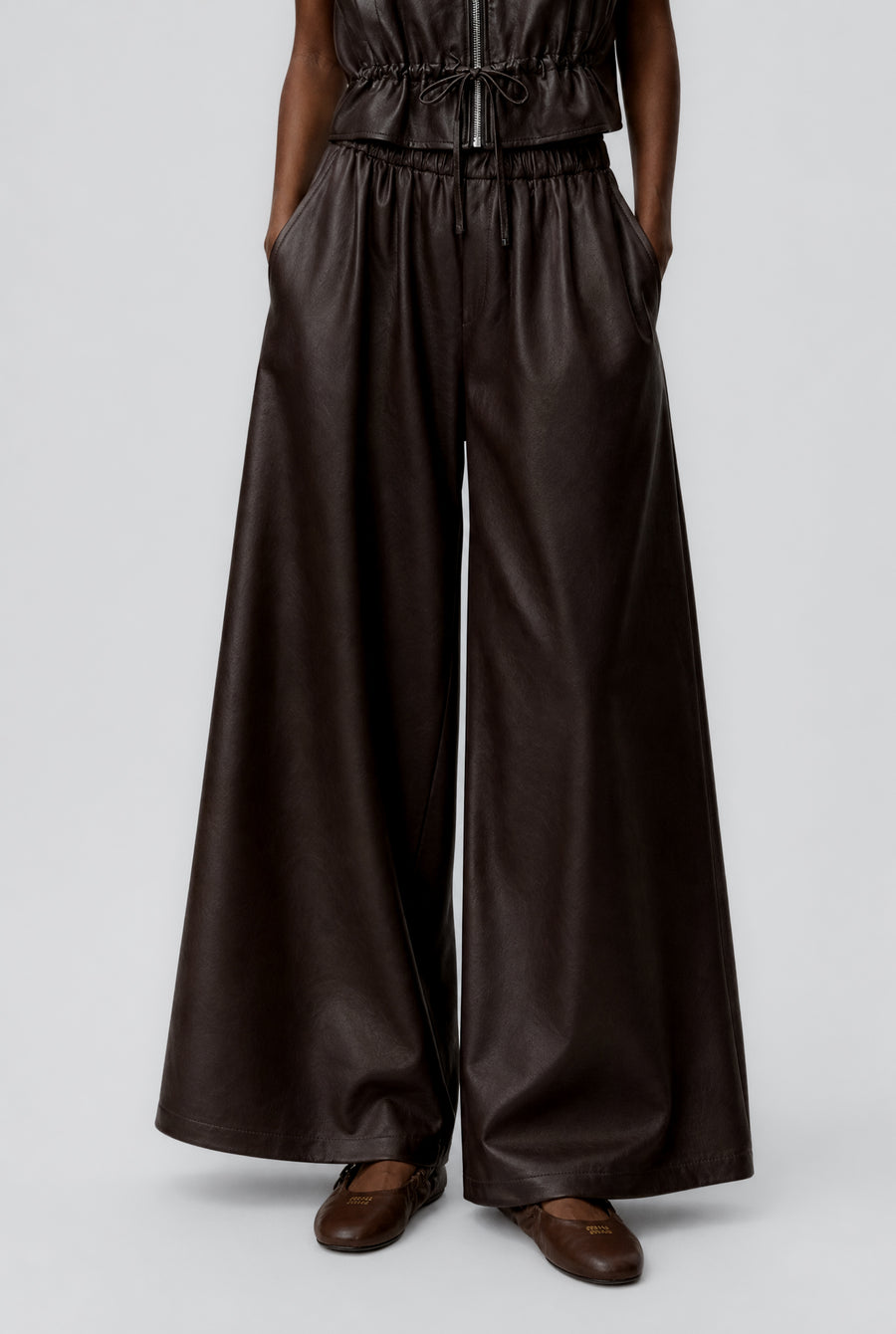 Sienna eco leather wide-leg  pants