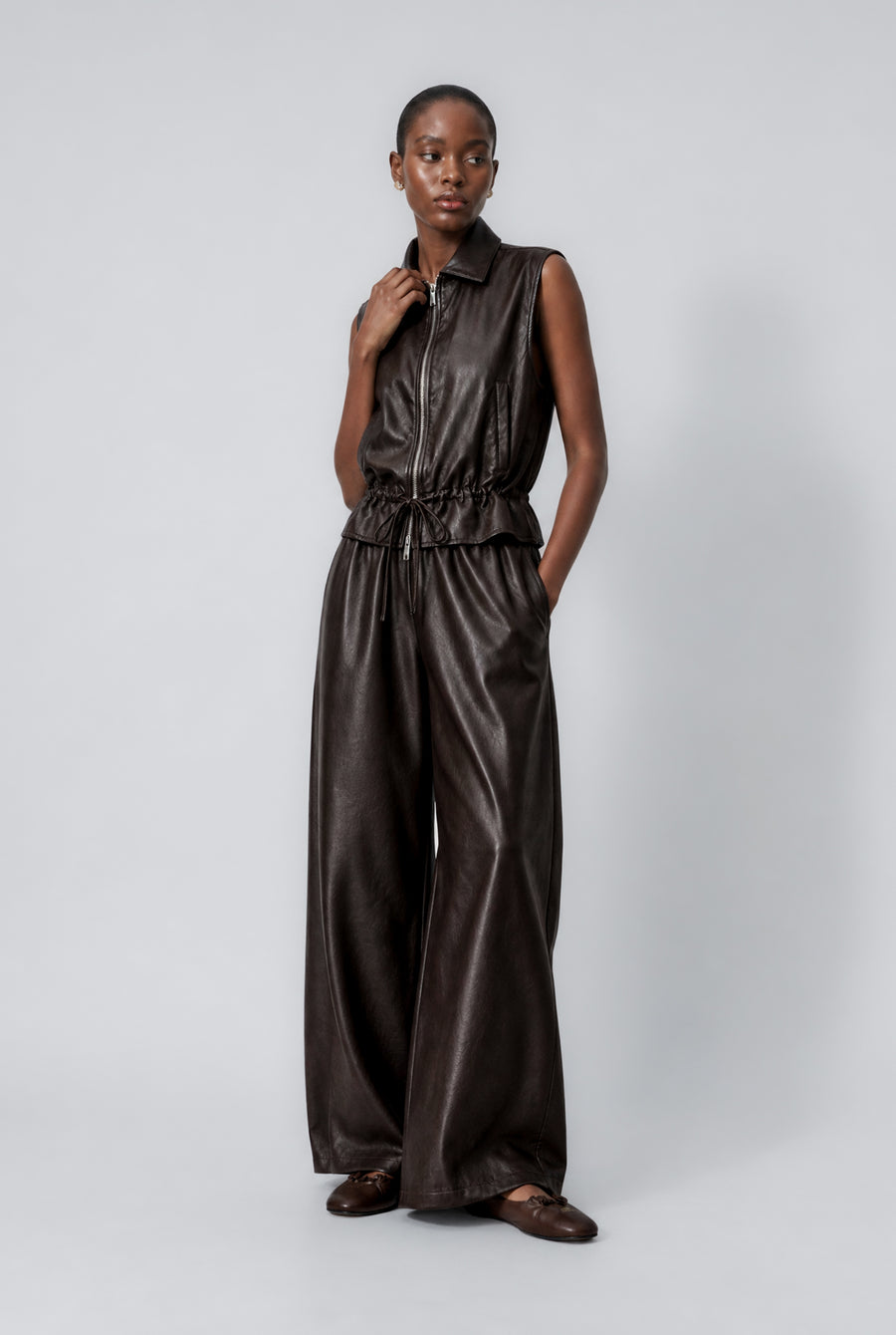 Sienna eco leather wide-leg  pants