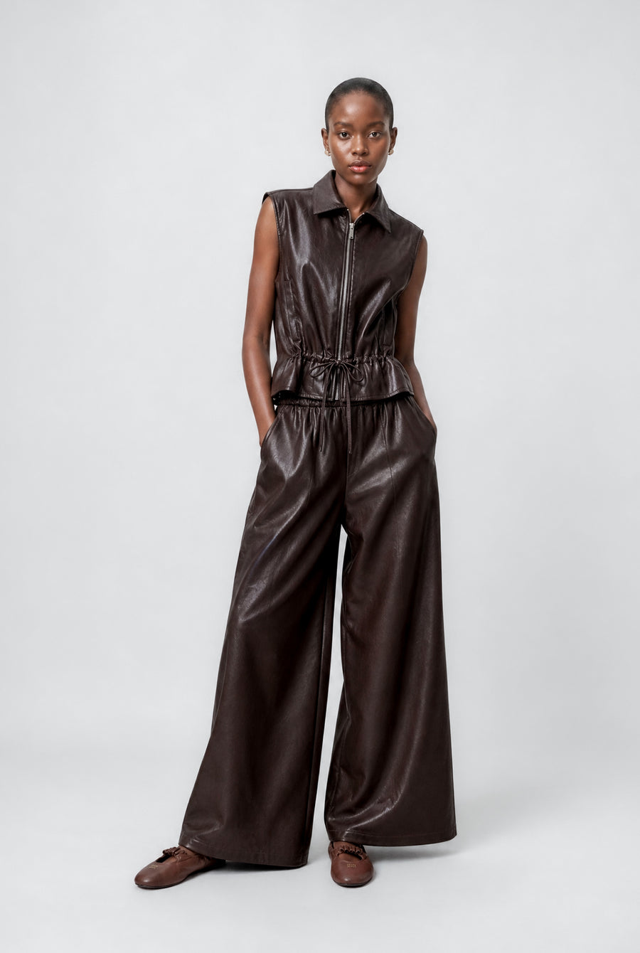 Sienna eco leather wide-leg  pants