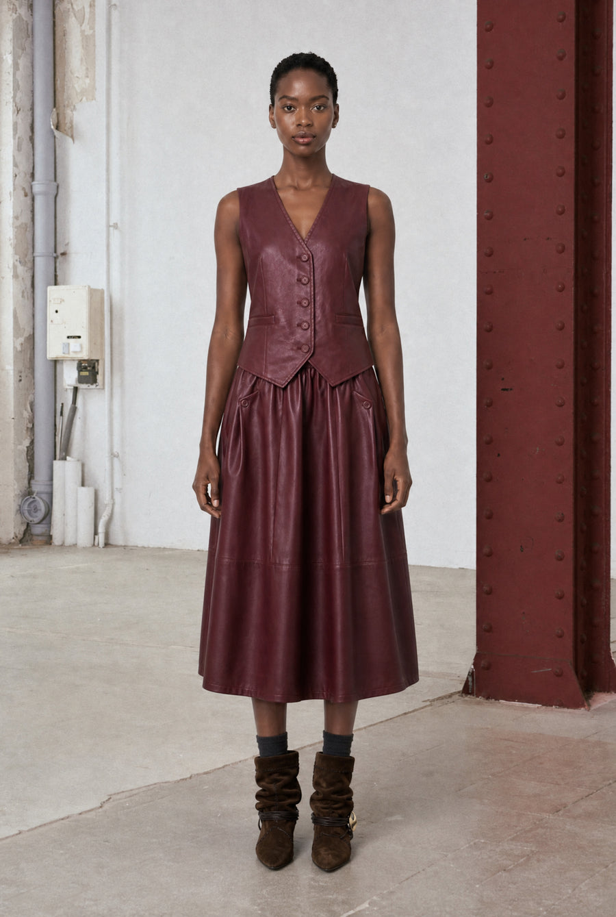 Arian eco leather vest | Bordo
