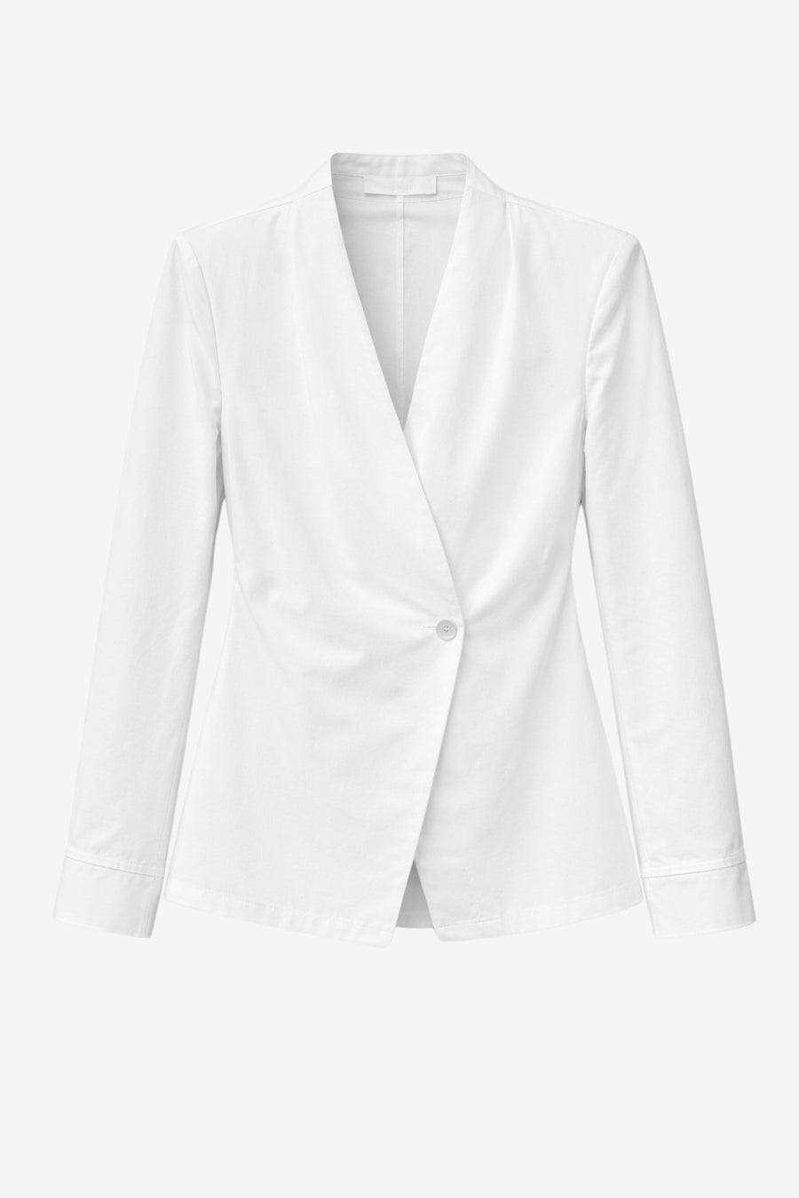 Asymmetric wrap poplin blouse | White
