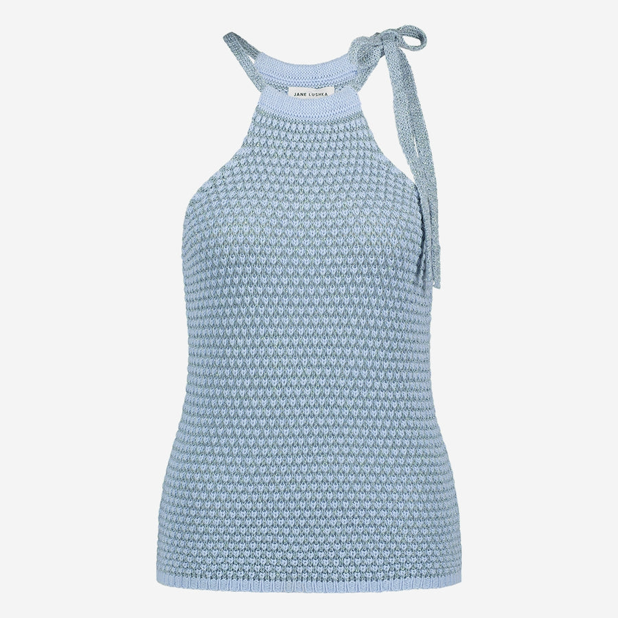 Open shoulders cotton viscose top 9042 | Light Blue