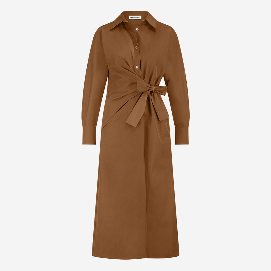 Edyta taffeta dress | Camel
