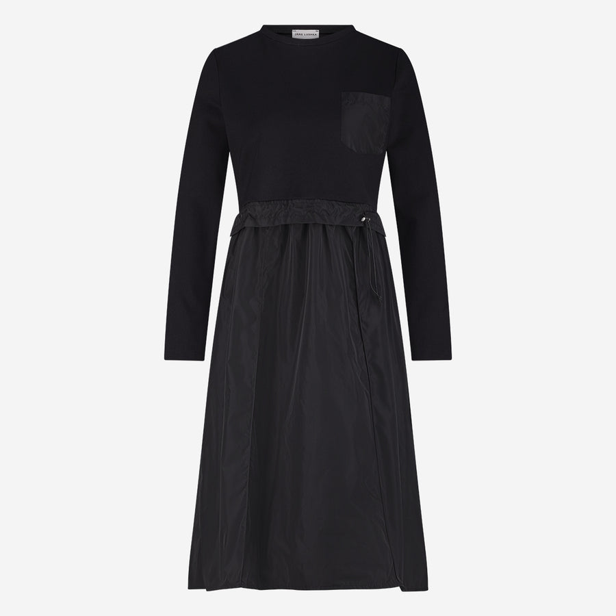 Ester mix cotton taffeta dress | Black