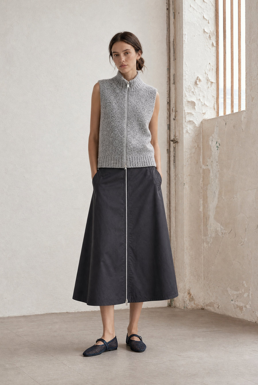 Bardolino taffeta zipper skirt