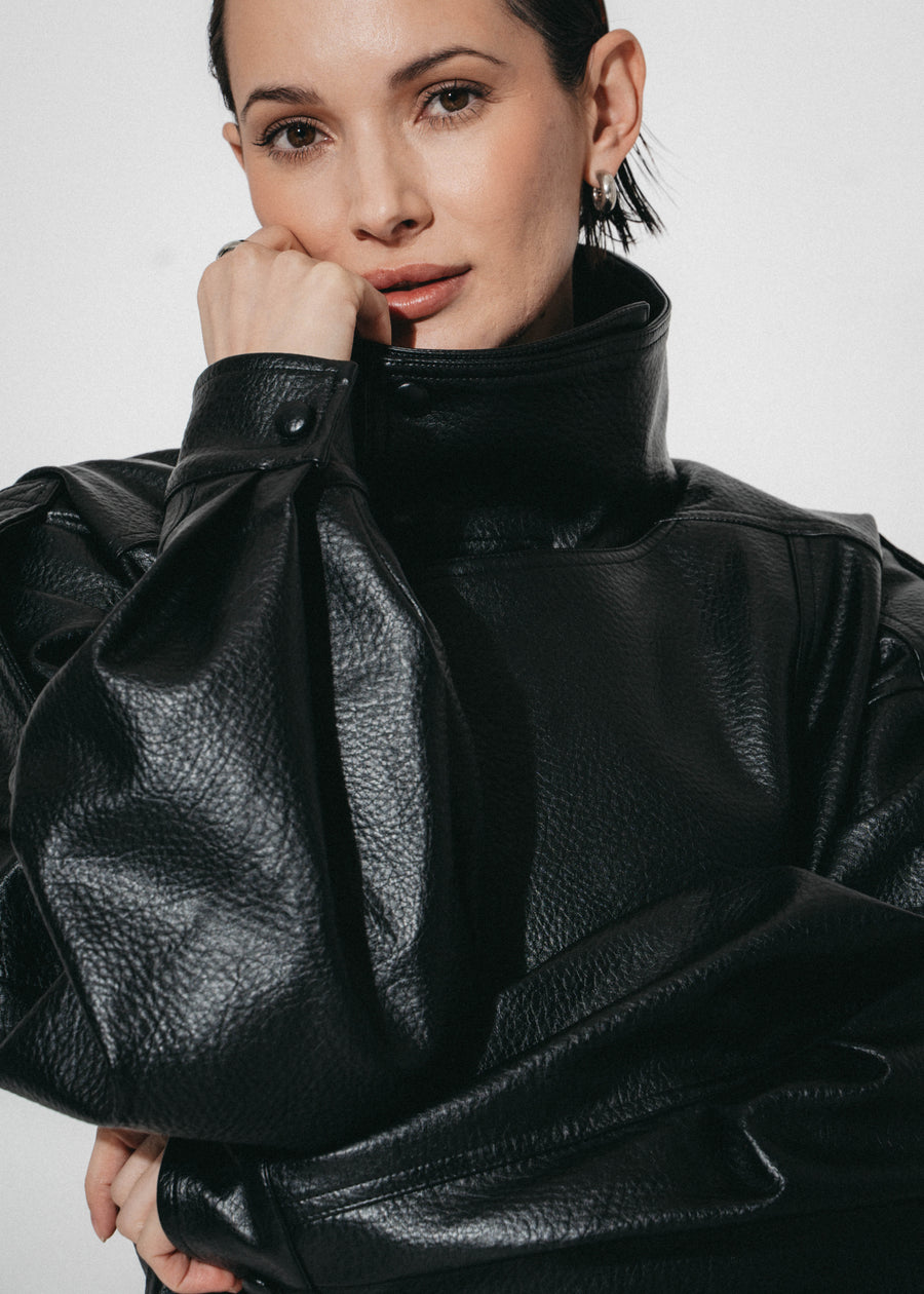 Bo eco leather oversized  jacket