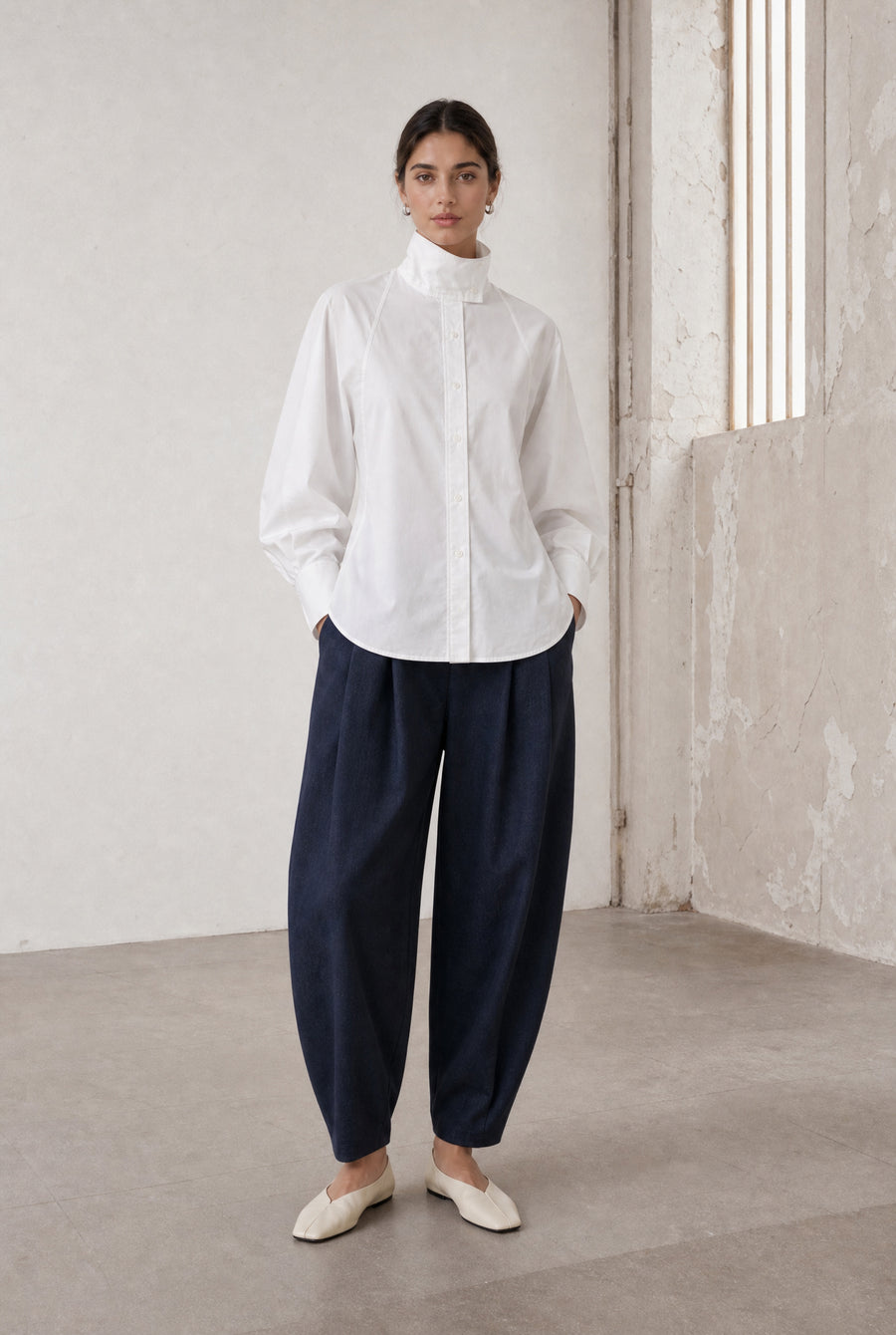 Bree cotton poplin blouse | White