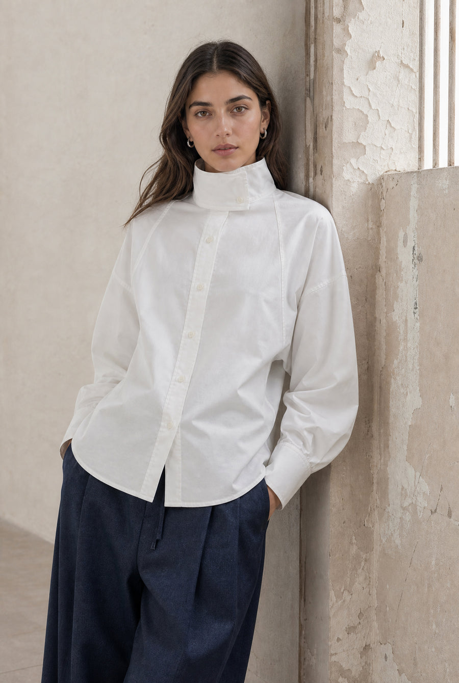 Bree cotton poplin blouse | White