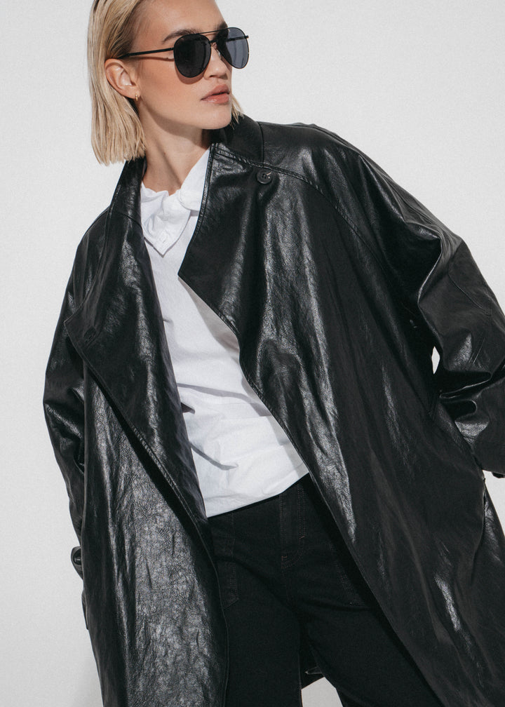 Noir eco leather coat