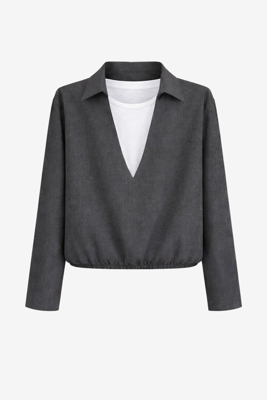 Dina viscose double blouse | Anthracite