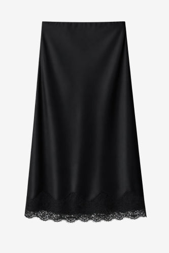 Esra silk skirt whit lace trim