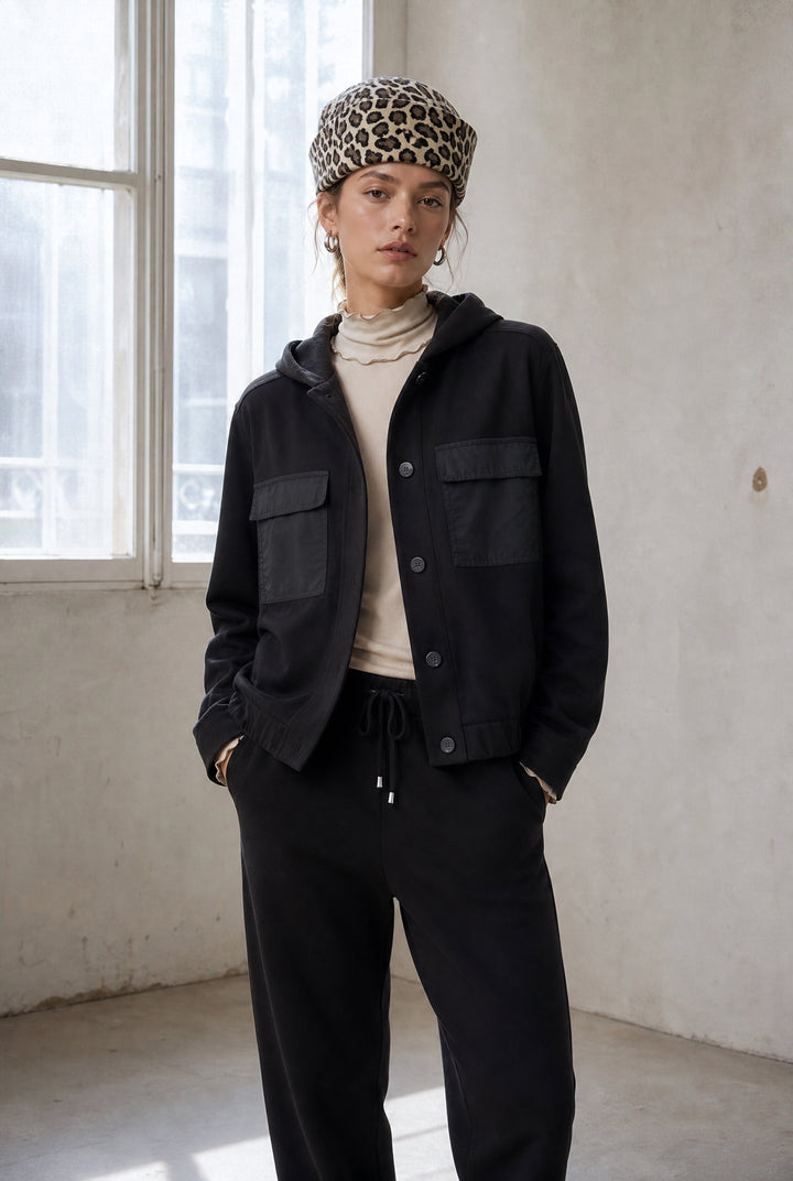 Garda punto Milano hoodie jacket | Nero