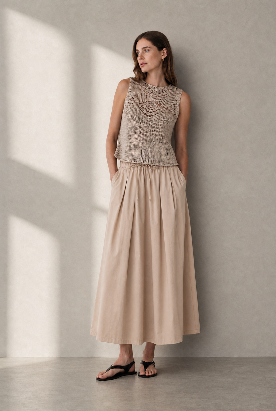 Poplin long skirt