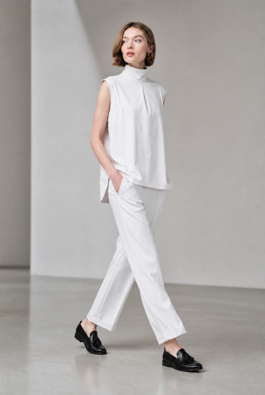 IrenaN structure technical jersey pants