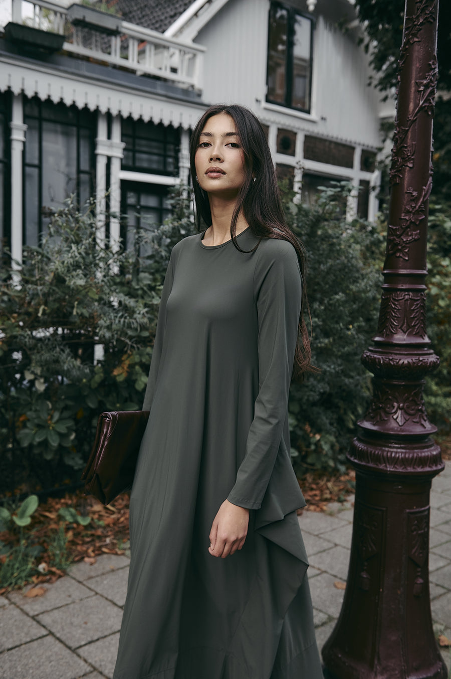 Isabel dress LS  technical jersey | Army