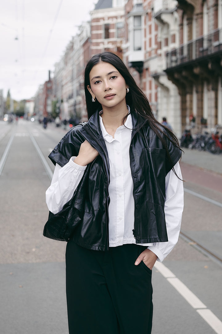 Aneta cotton poplin blouse | White