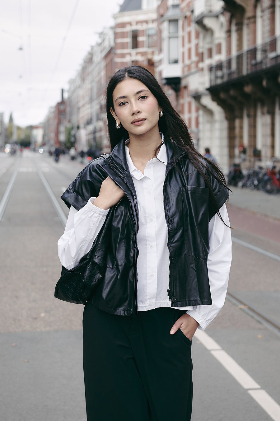 Aneta cotton poplin blouse | White