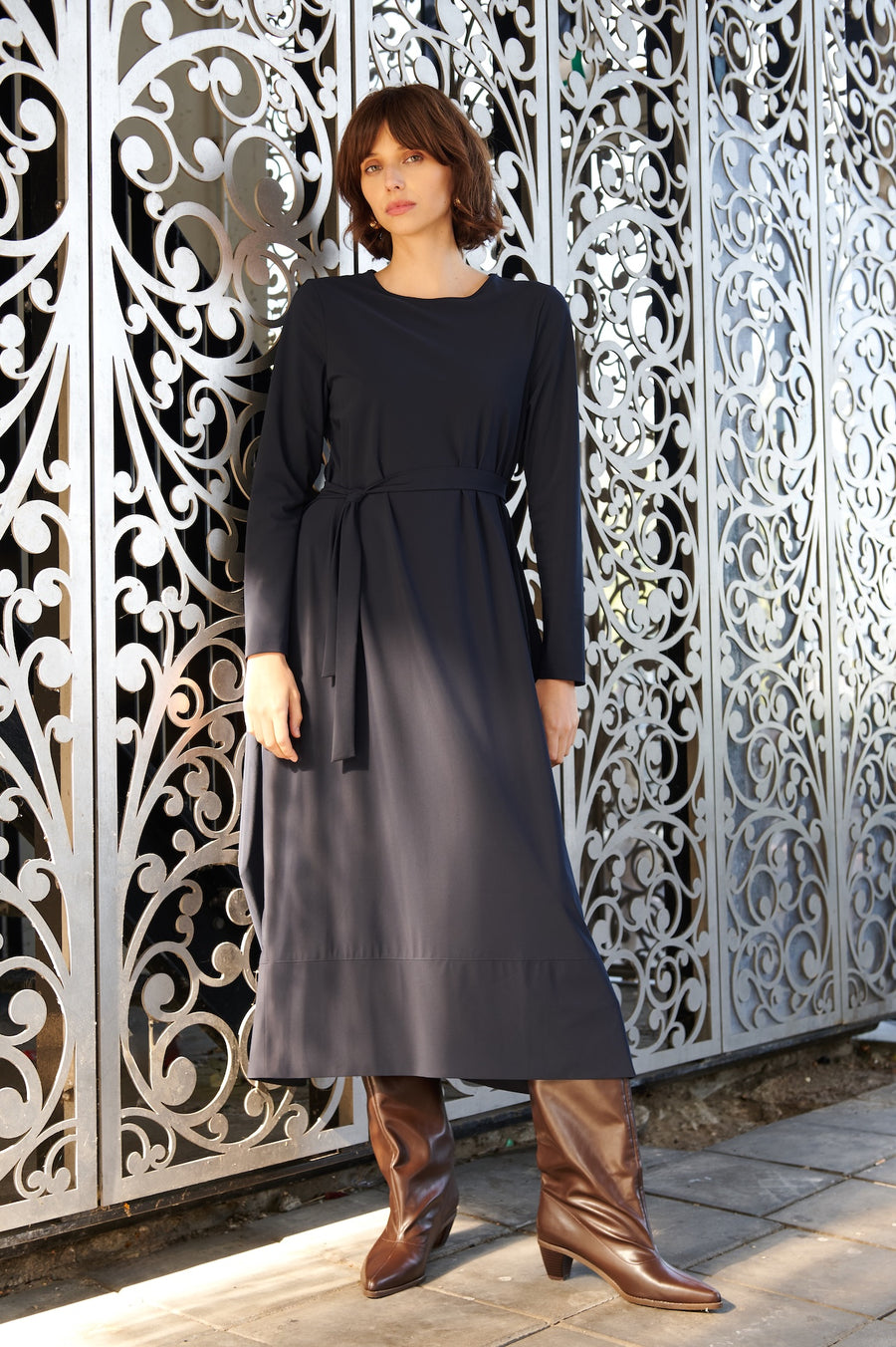 Isabel dress LS  technical jersey | Blue