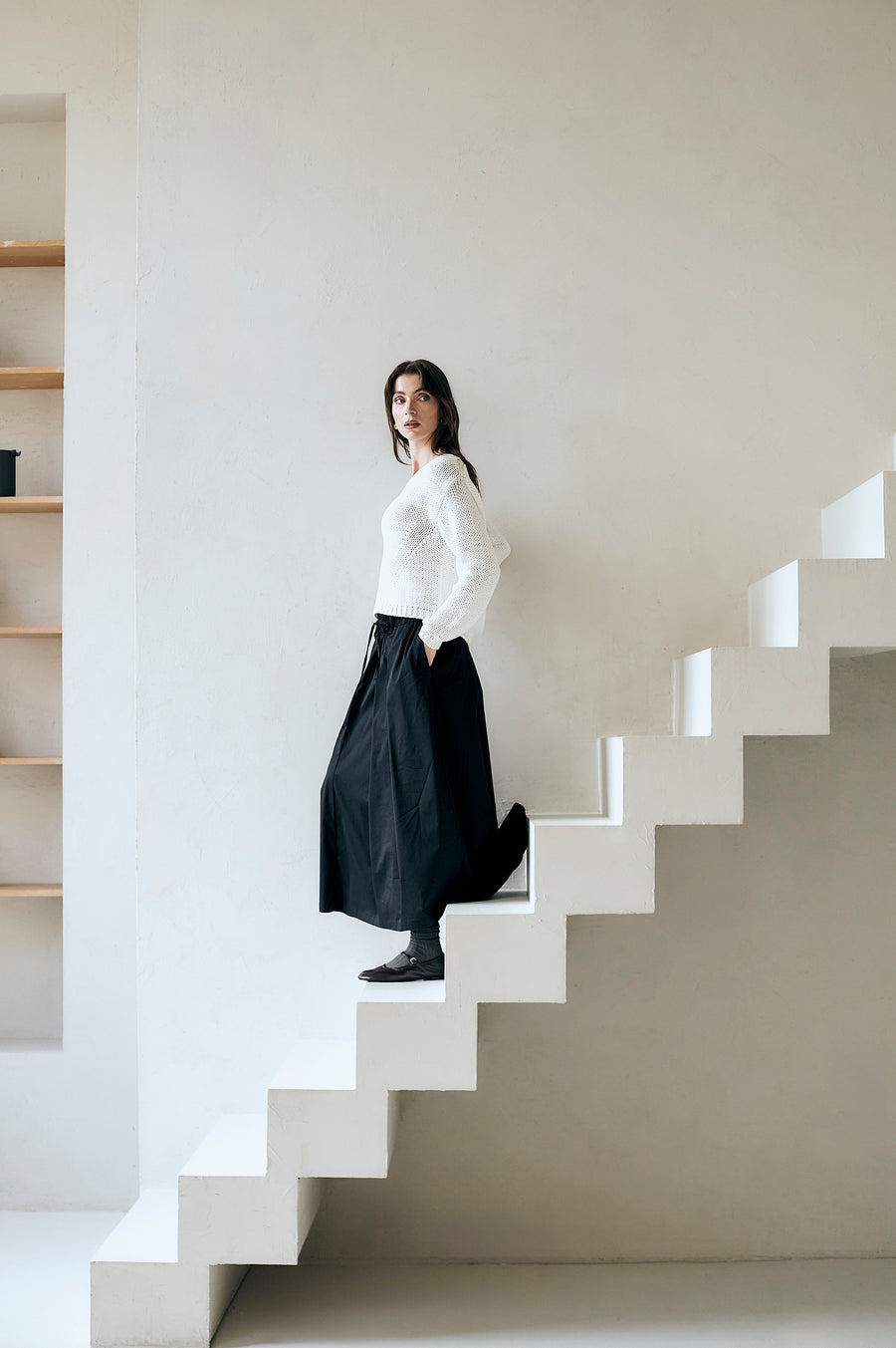 Poplin long skirt