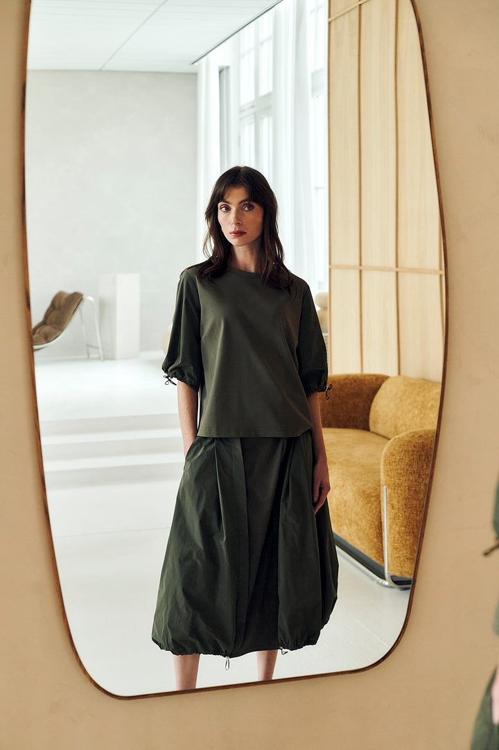 Pamela jersey/taffeta mix blouse