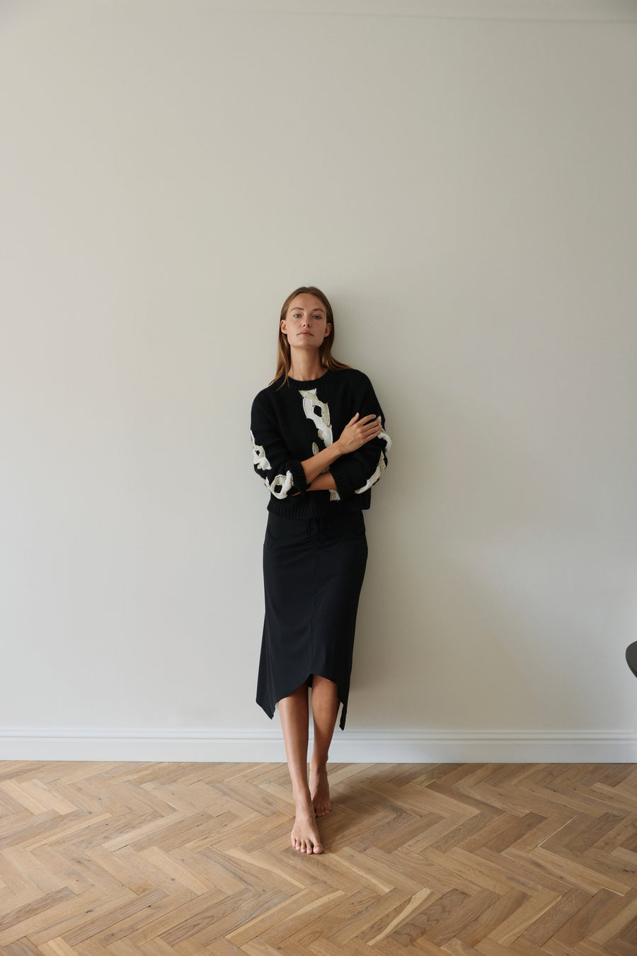 Tine skirt technical jersey | Black