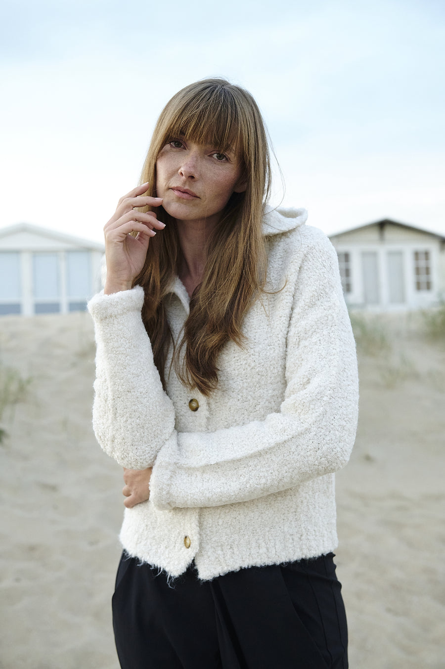 Hoody boucle cardigan 1086 | Off White