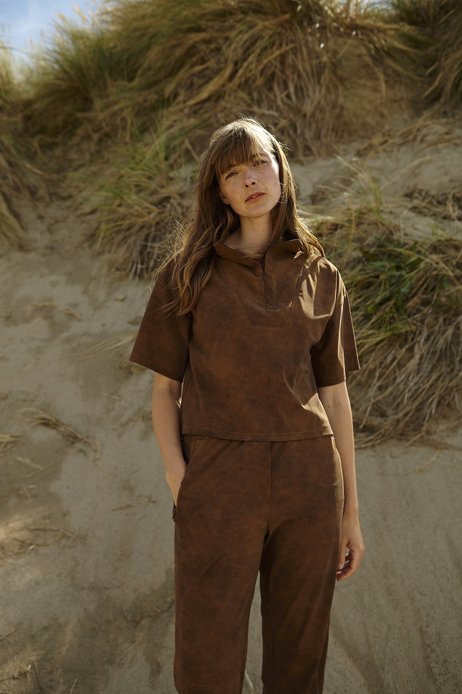 Leone blouse technical jersey | Caramel