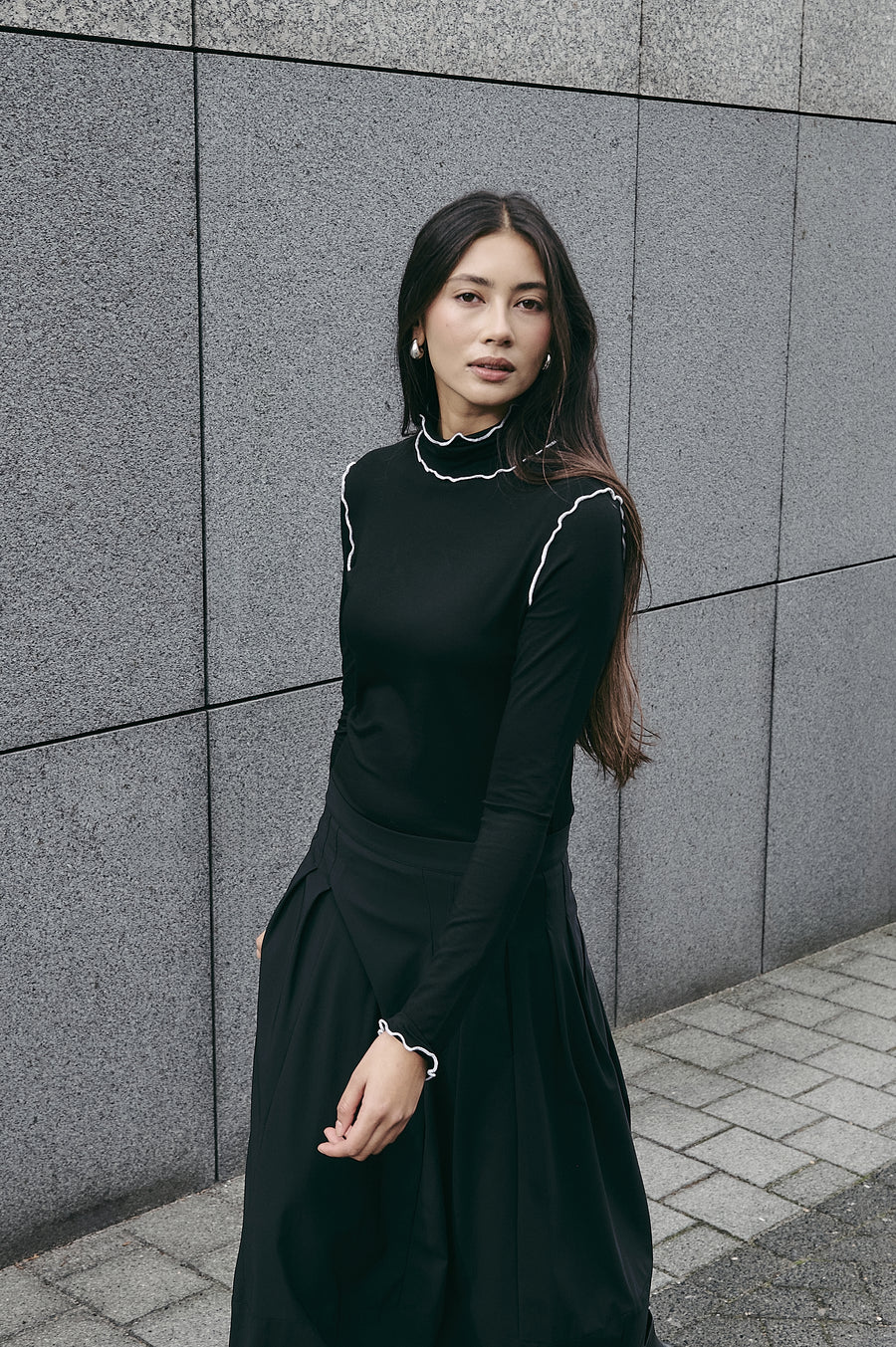 Janice viscose top | Black White