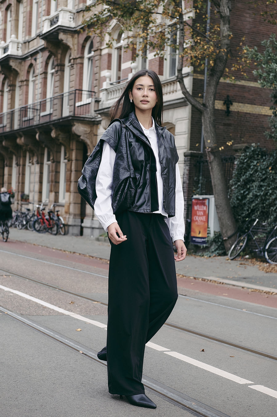 Paola eco leather blouse | Black