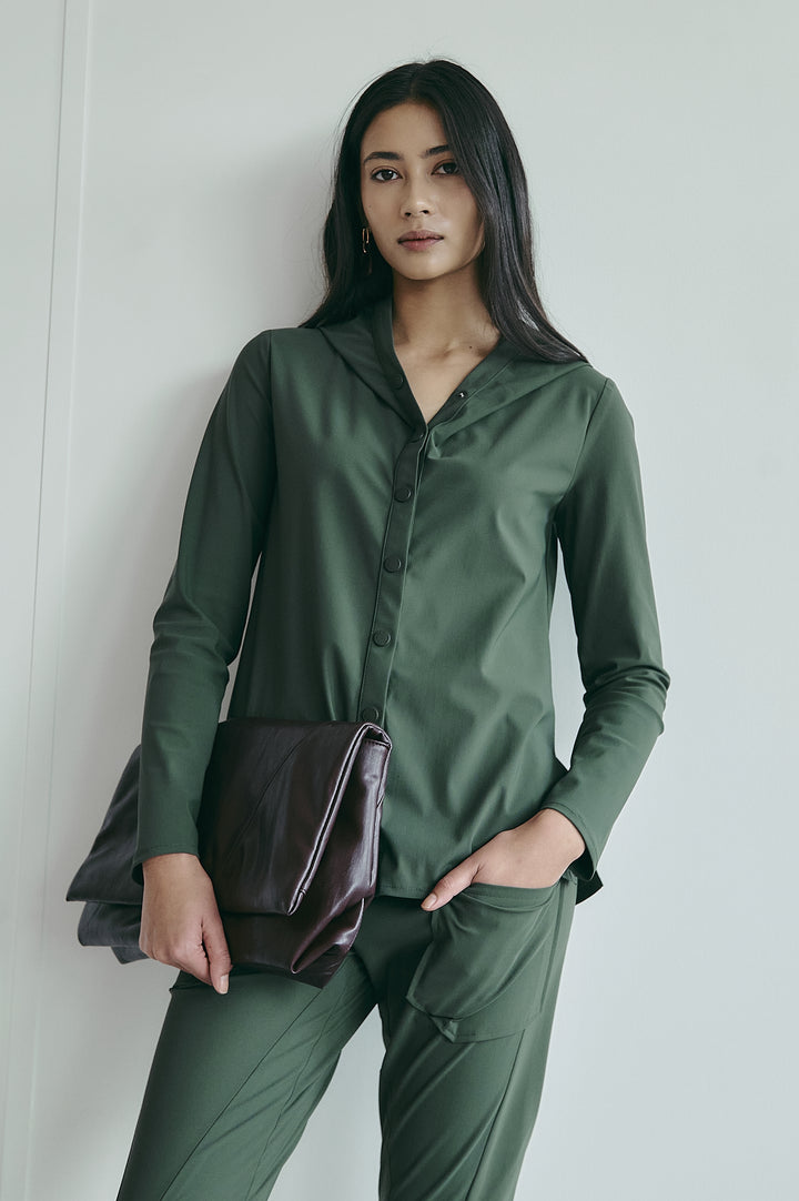 Veronica blouse technical jersey | Army