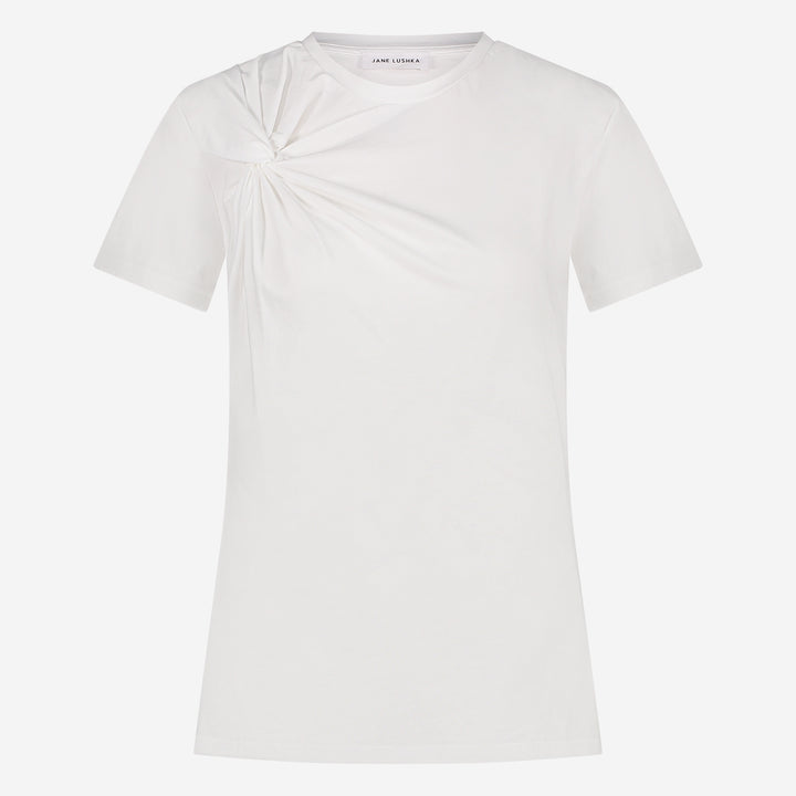 Cotton elastene knot t-shirt | White