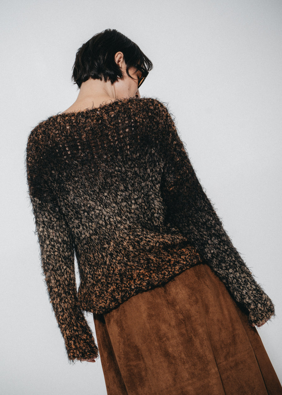 Cozy colour block pullover FA264 | Black Brown