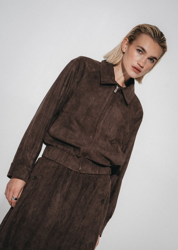 Pia suede effect bomber jacket