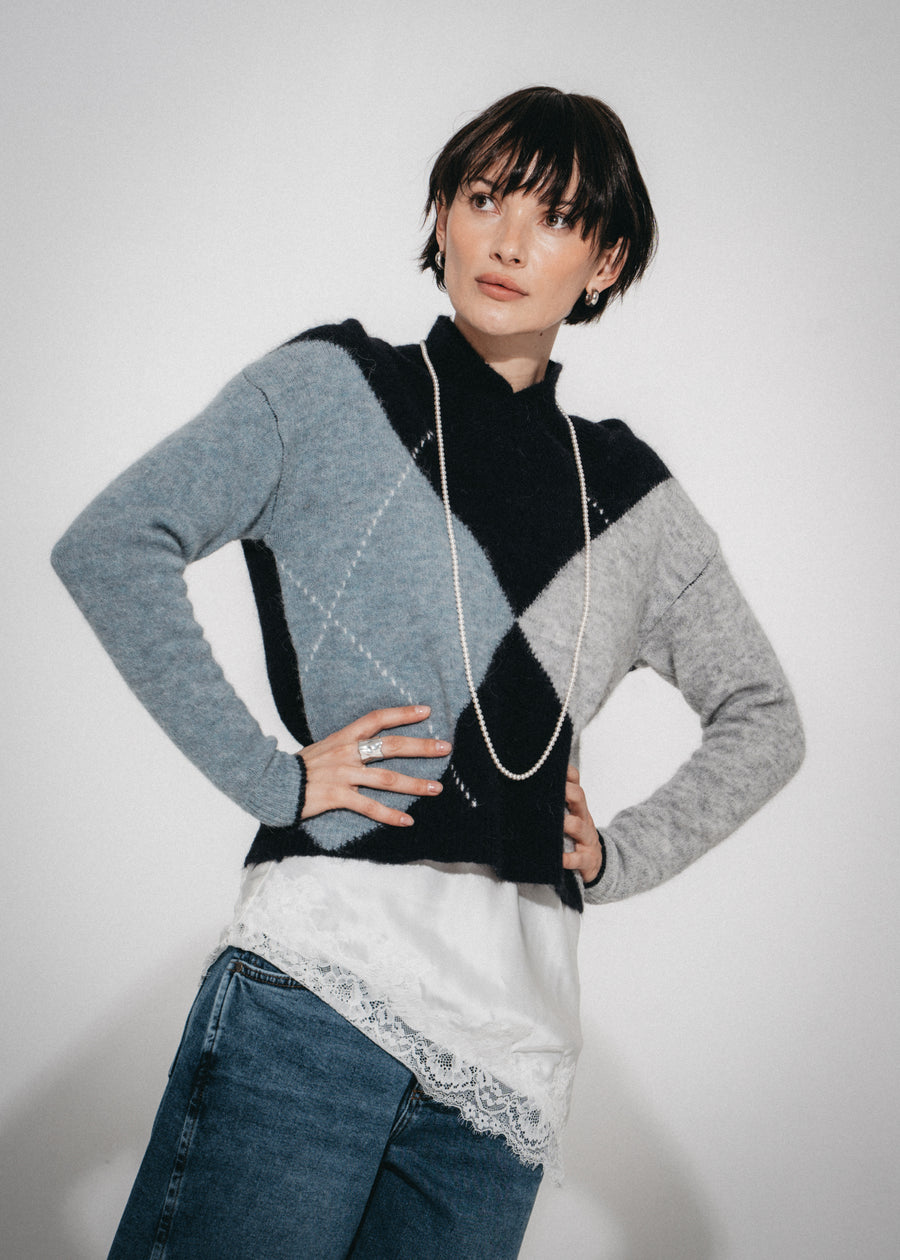 Pullover rhomboid pattern 26556 | Blue