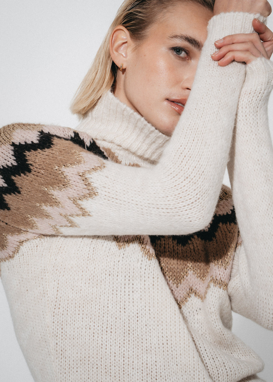 Fancy jacquard pullover 3080 | Off White