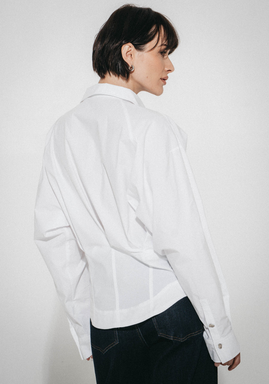 Luna cotton poplin blouse | White