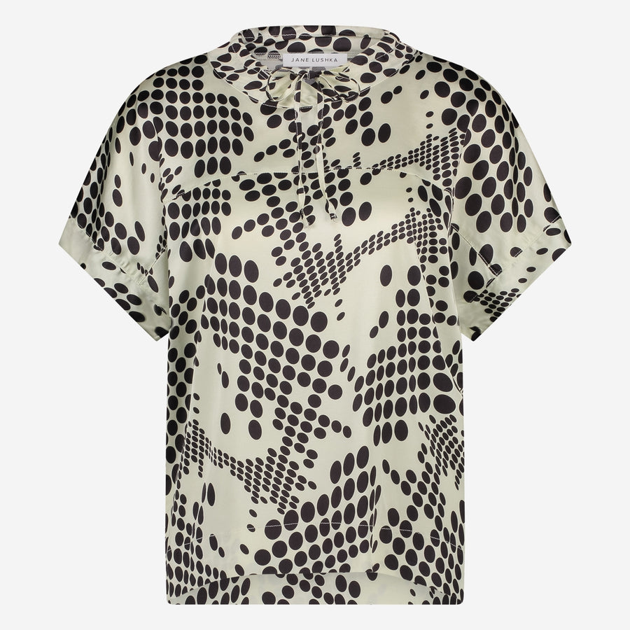Lucca printed stretch viscose top | White