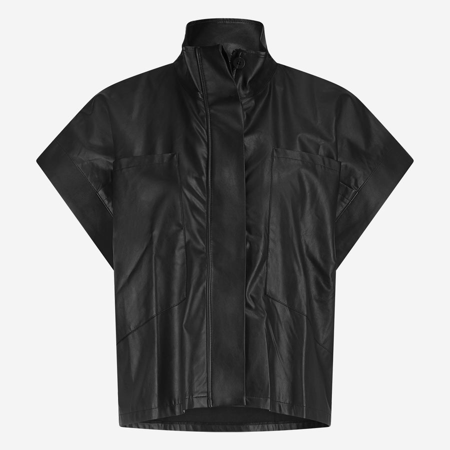 Paola eco leather blouse | Black