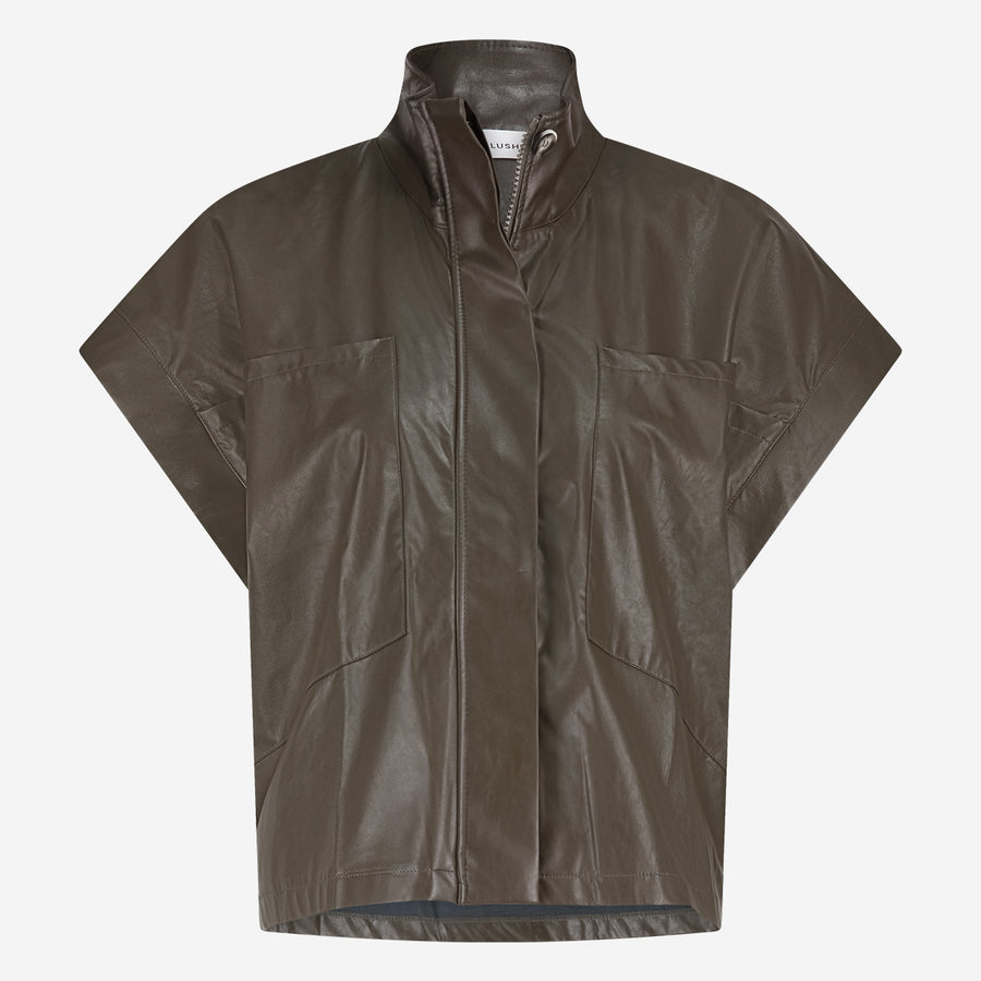 Paola eco leather blouse | Army