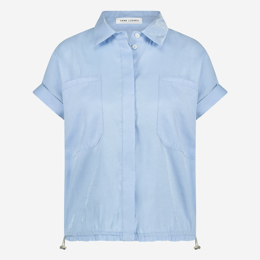 Renate shiny viscose blouse | Light Blue