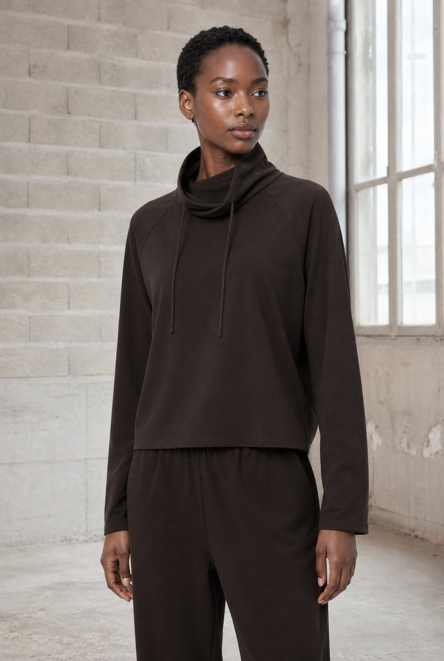 Maren top technical jersey | Chocolate