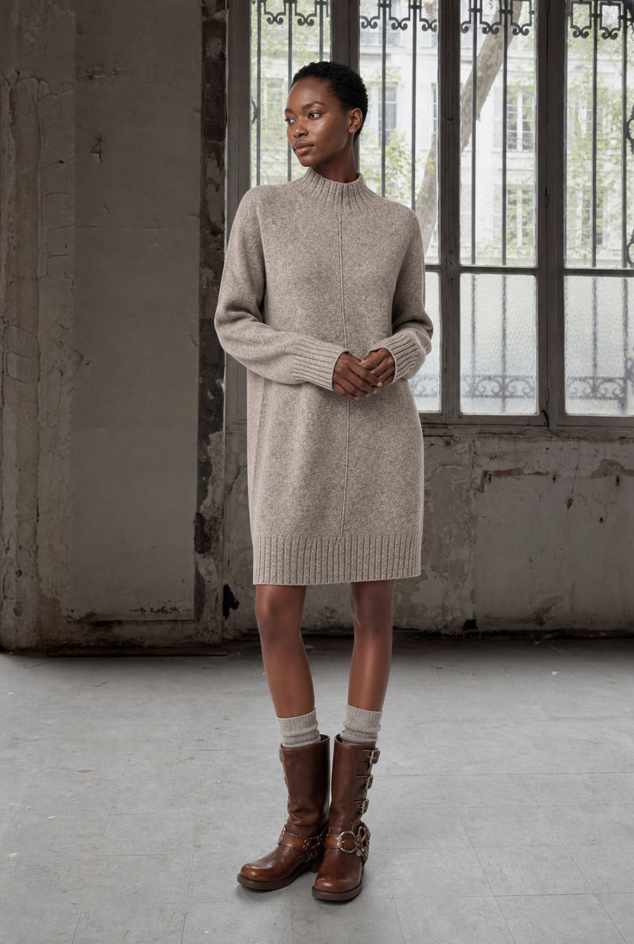 Long pullover viscose blend 2068 | Light Brown