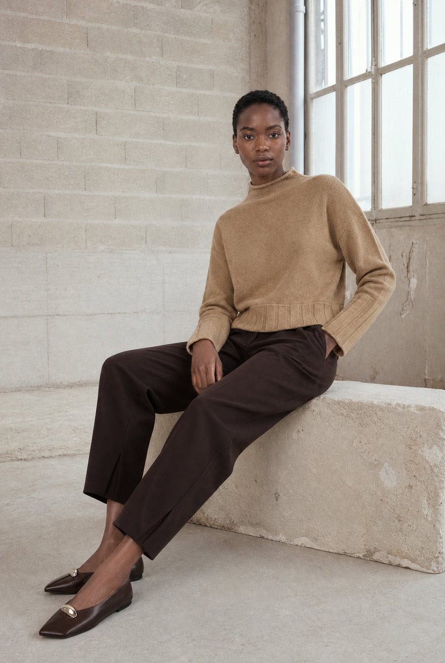 Viscose seamless dyed pullover NB2275 | Camel