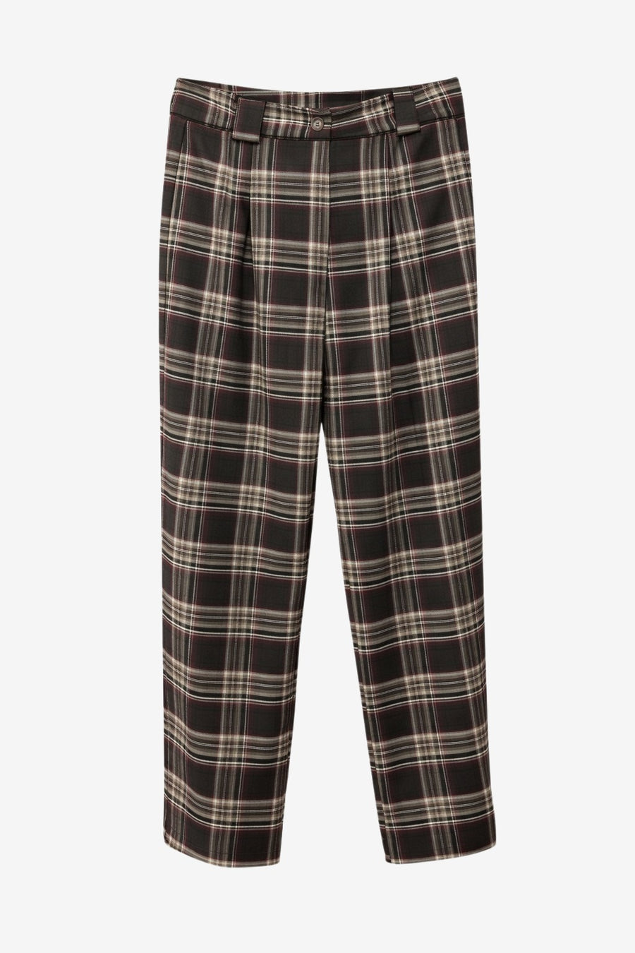 Nicola check viscose pants | Brown