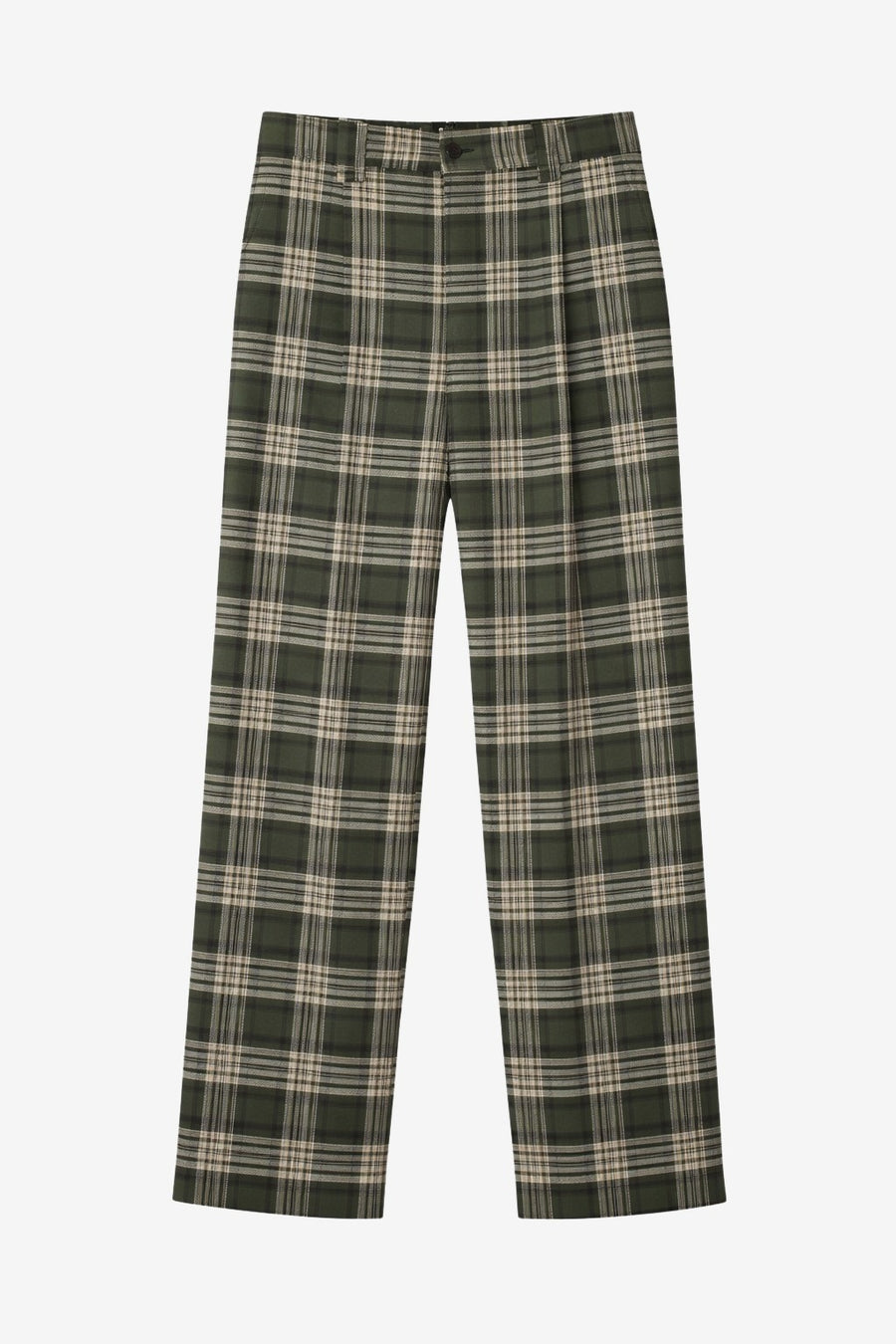 Nicola check viscose pants | Green