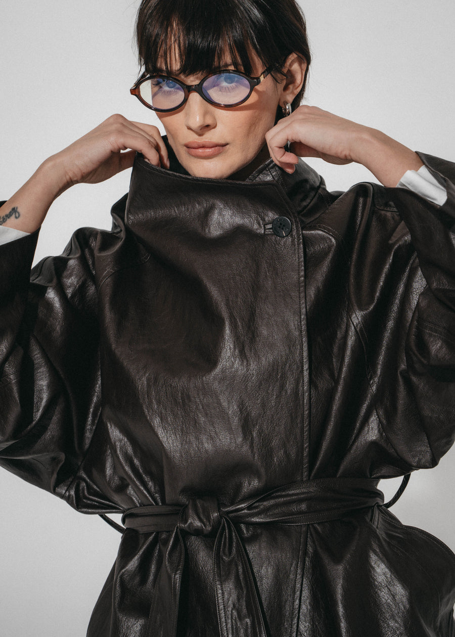 Noir eco leather coat